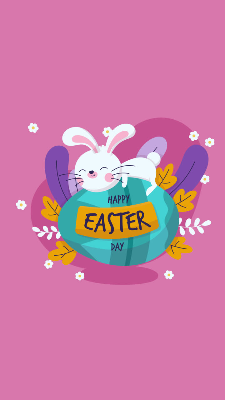 달 위에 귀여운 부활절 토끼