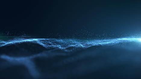 Futuristic-digitally-generated-motion-graphic-particles-wave-flowing-in-virtual-reality-abstract-cyber-space-environment-de-focus-abstract-loop-background