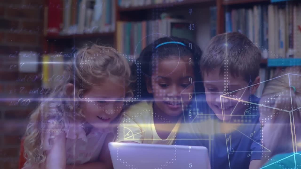 Children looking at a digital tablet in a classroom