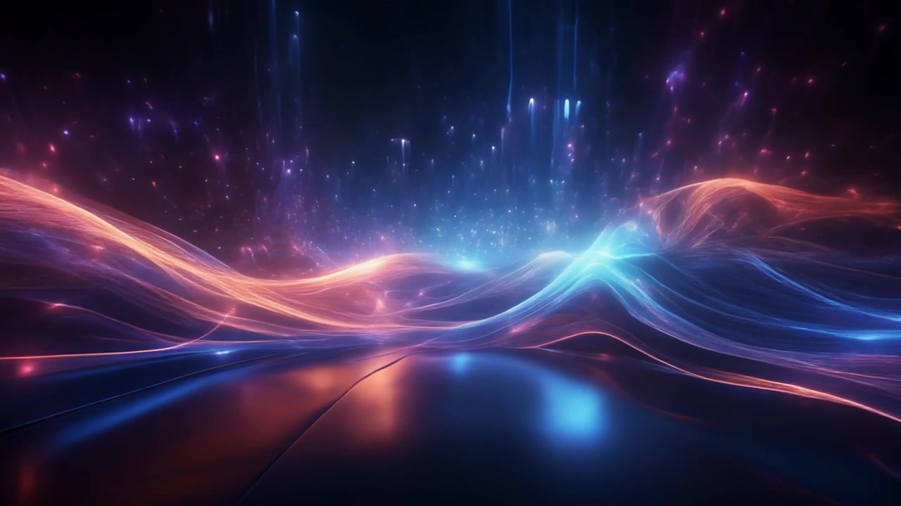 Abstract Glowing Energy Waves and Particles in Dark Space