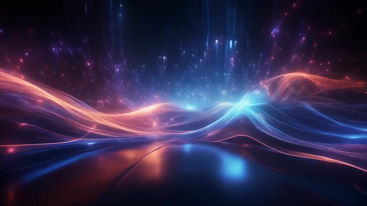 Abstract Glowing Energy Waves and Particles in Dark Space