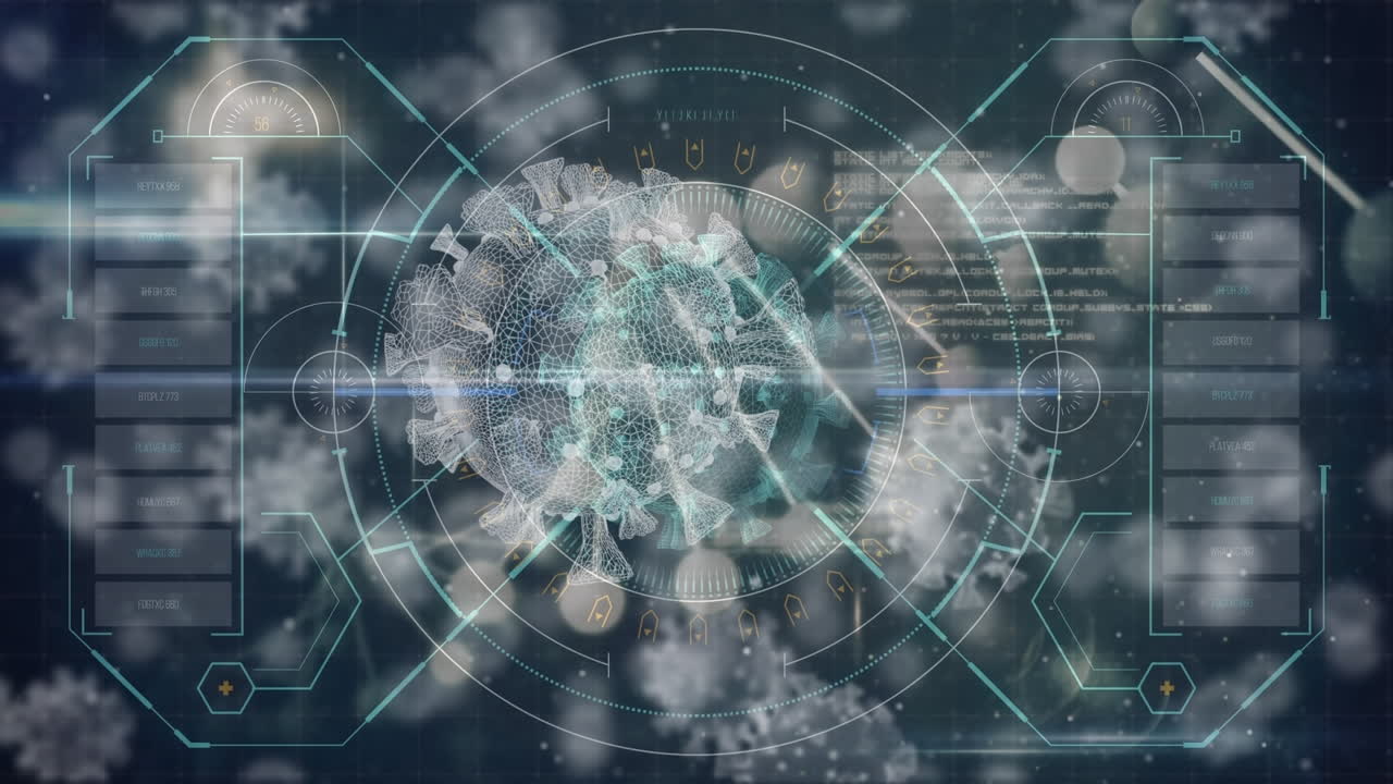 исчезновение клеток вируса covid-19 при обработке данных на черном фоне