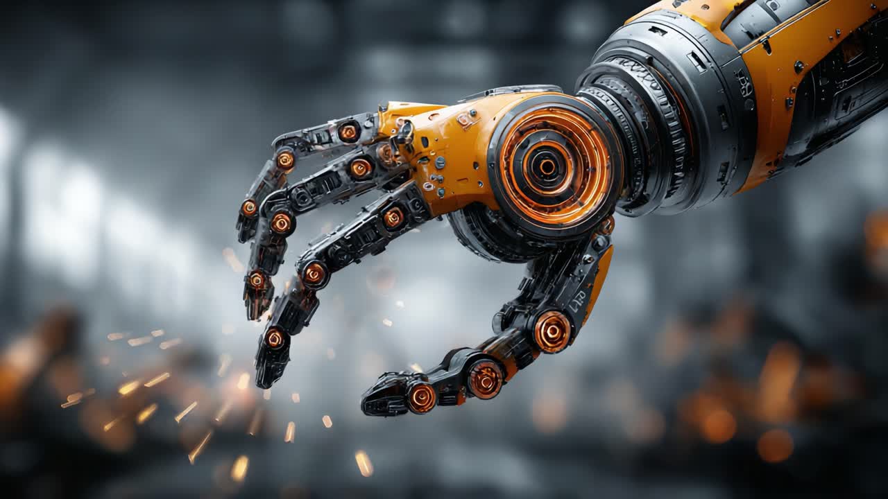 A Futuristic Robotic Hand in Motion: Captivating Imagery of Advanced Technology Showcasing Precision and Innovation in Robotics Engineering