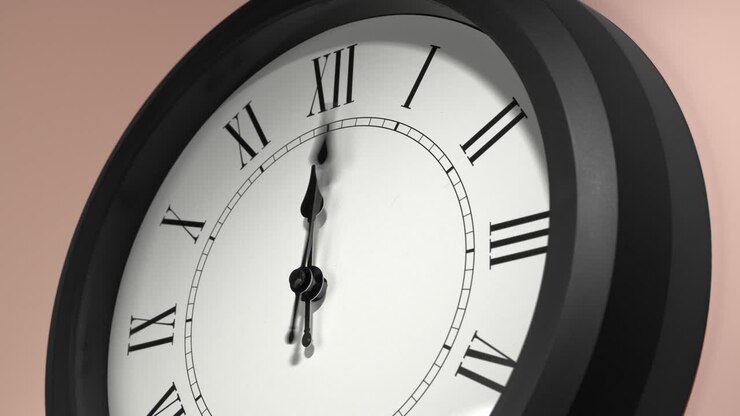 Latin Clock Face on Cream Beige Wall