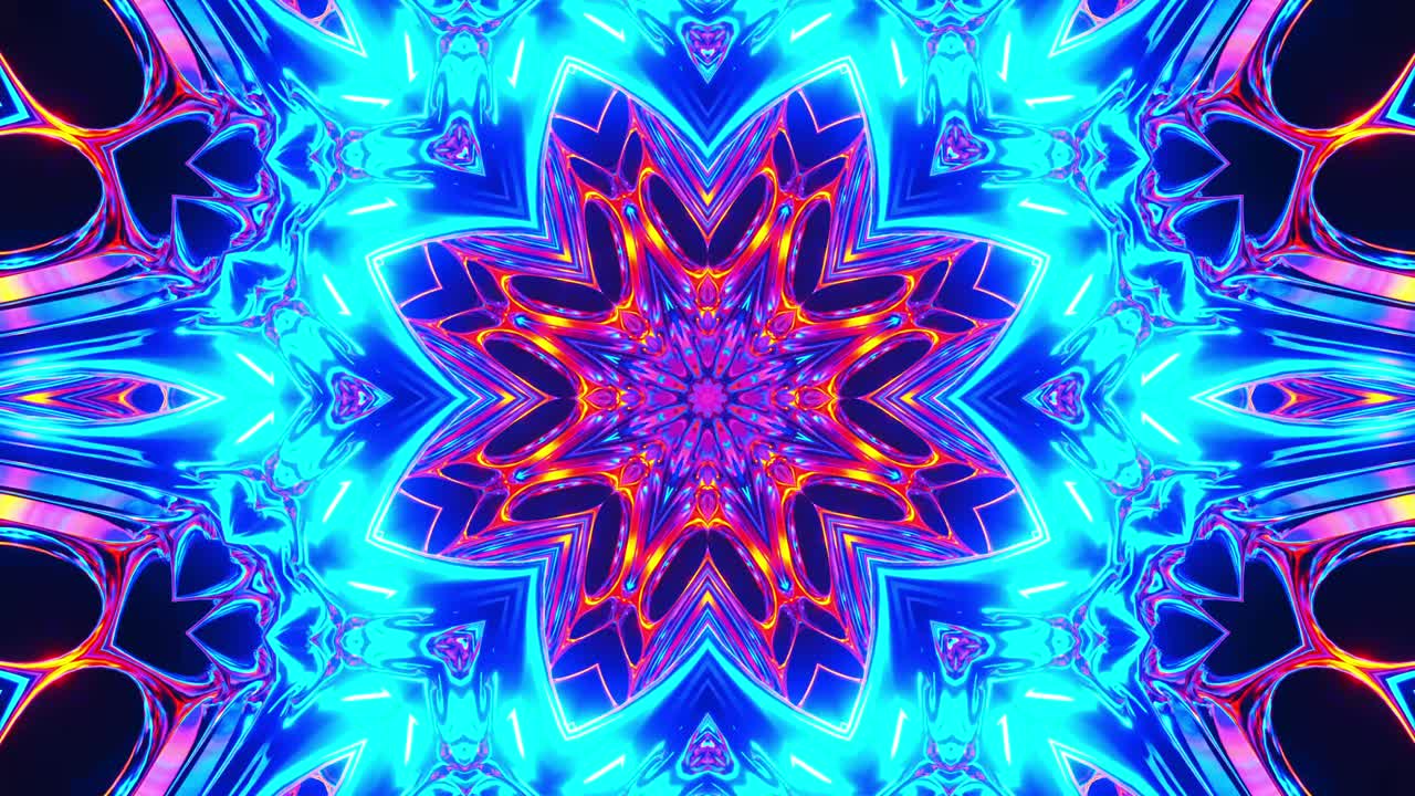 diseño abstracto azul y rojo. caleidoscopio vj bucle