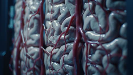 this exploration showcases the complex structure of the human brain, highlighting its neural connections and vascular system. the intricate details reveal the beauty of brain anatomy and function.