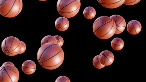 basket balls falling loop with alpha channel 3d animation