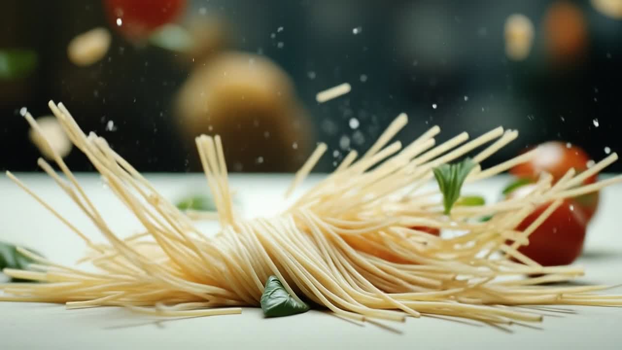 Pasta with tomatoes and herbs. Tasty pasta twists with fresh cherry tomatoes and basil create a vibrant culinary delight.