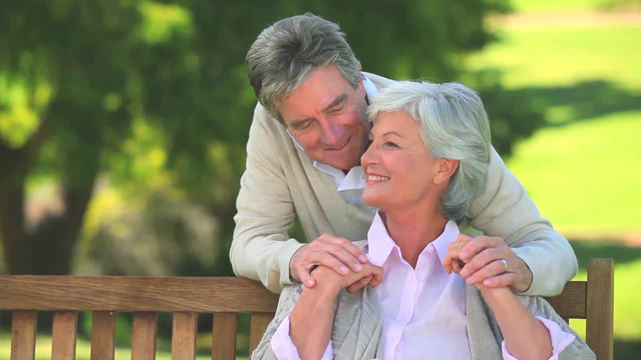 Elderly couple talking