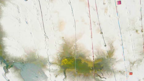 top down view of asian rural landscape, swampy area