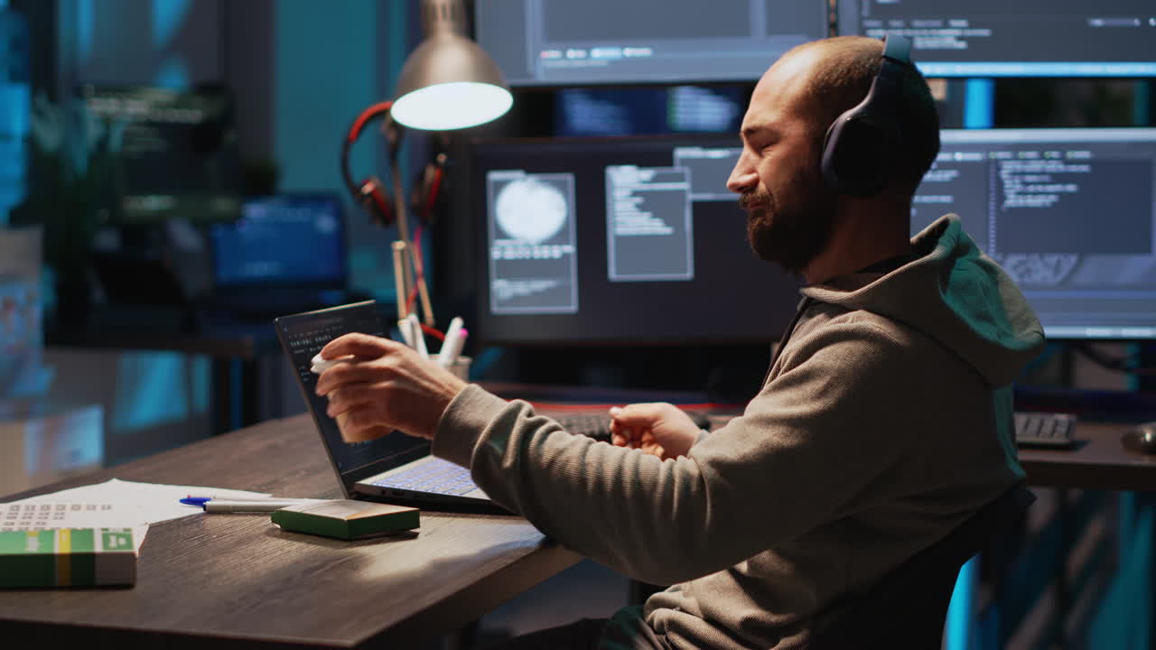 Man working on computer at desk