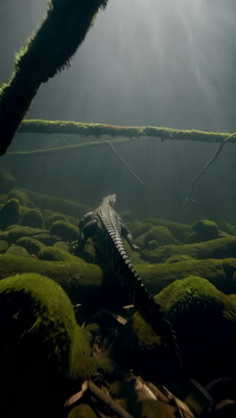 cocodrilo en el lecho de un río submarino
