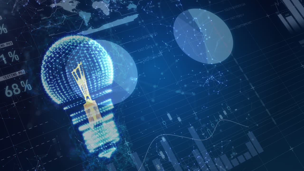 animación de la bombilla, estadísticas y procesamiento de datos