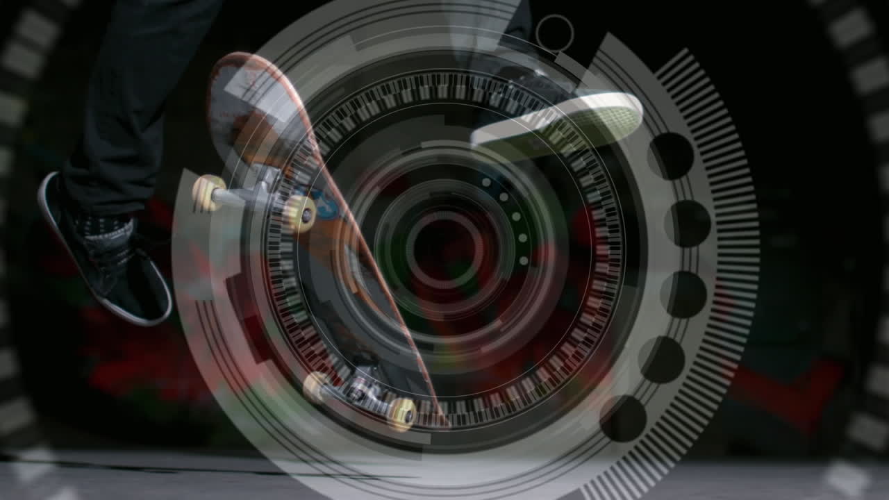 girando el alcance de la exploración con la sección baja hombre haciendo patineta