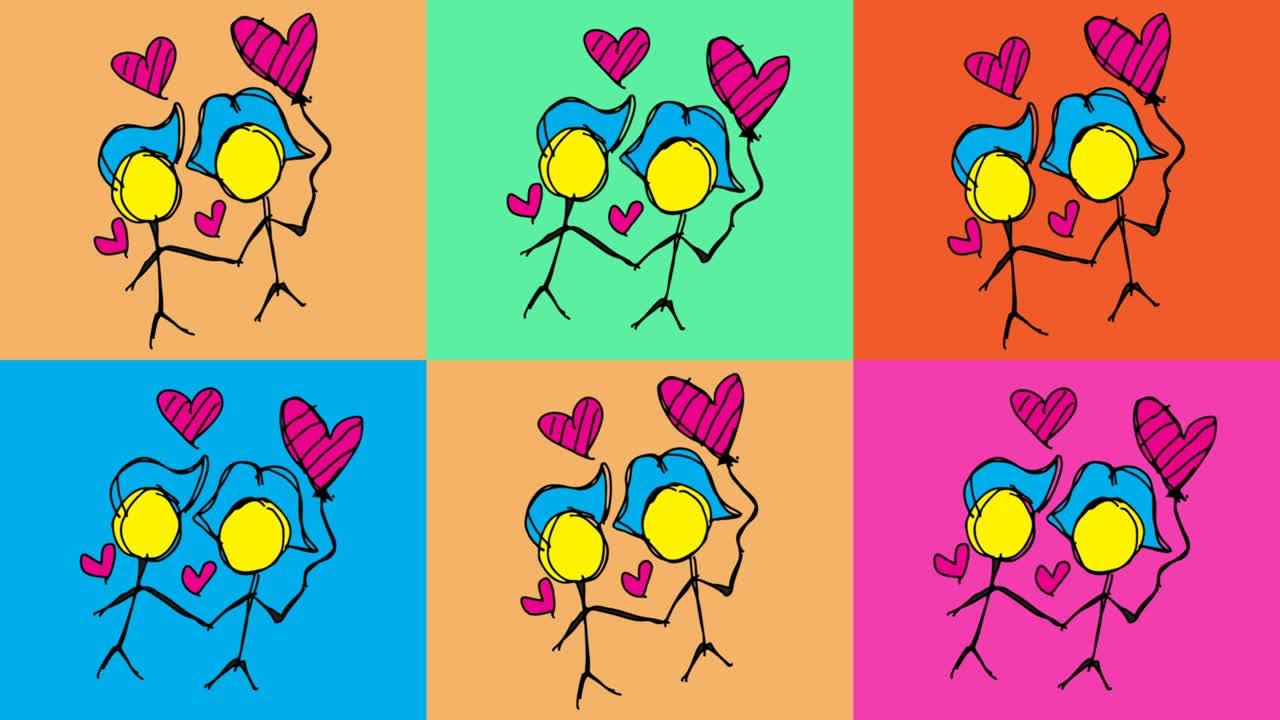 niños dibujando arte pop fondo sin costuras con el tema de los amantes