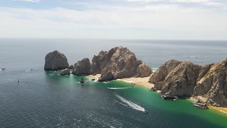 aerial 4k shot of baja california sur peninsula, cabo san lucas coast in mexico