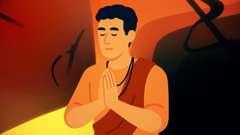 praying man in a cave