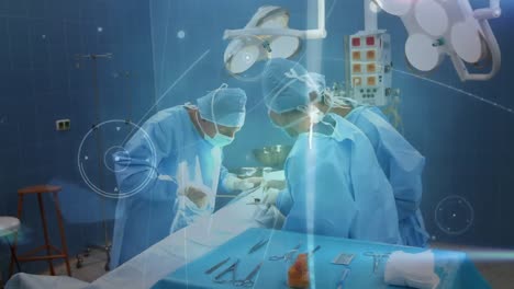 Animation-of-network-of-connections-over-surgeons-in-operating-theatre