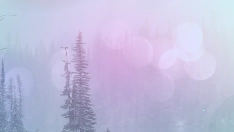 animation of glowing spots of light over winter scenery