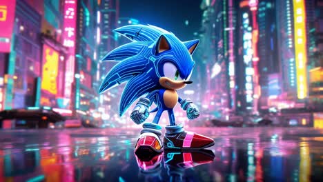 sonic in a neon city