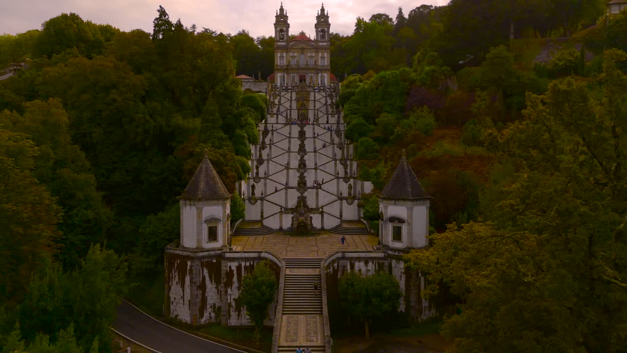 Bom Jesus do Monte in Braga with tourists in a scenic outdoor setting