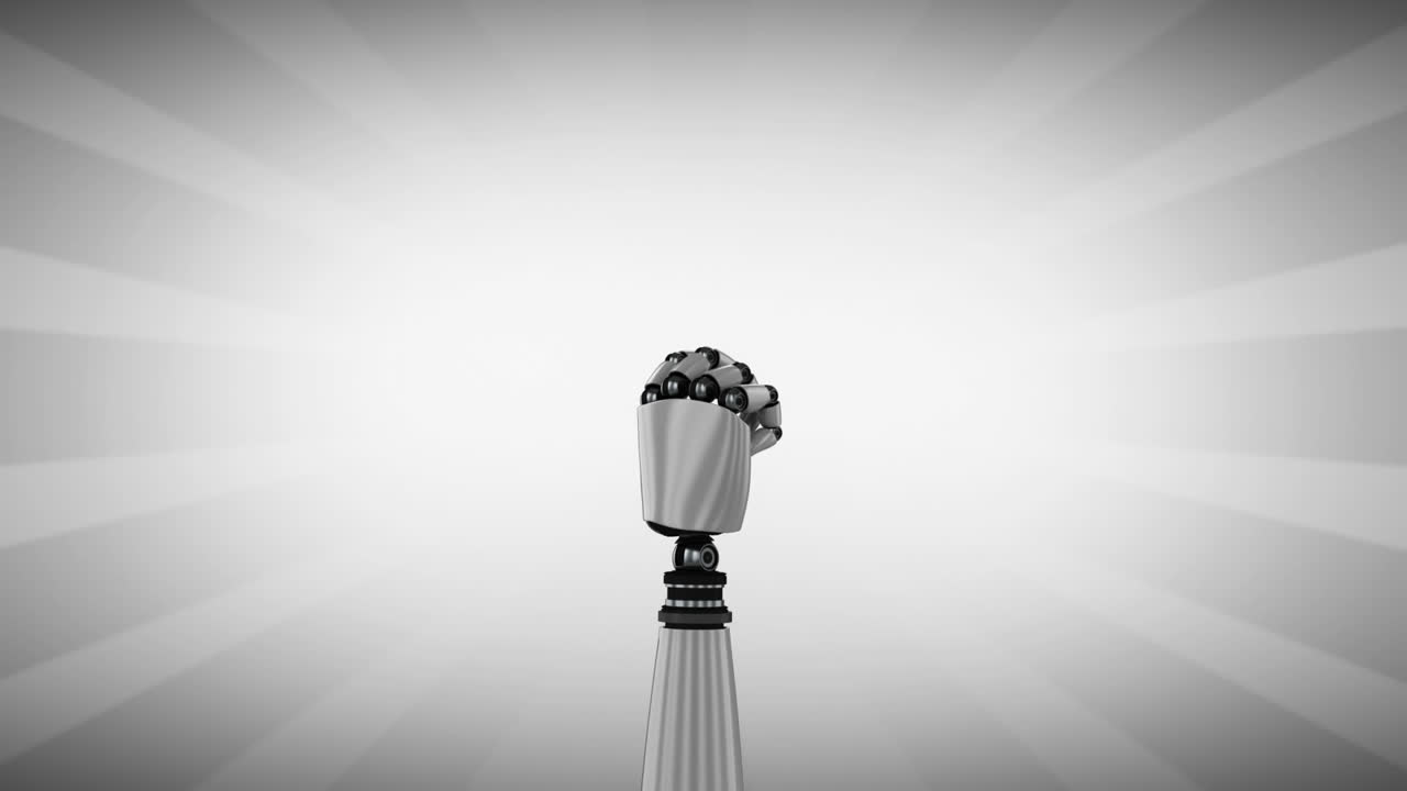 braccio di robot su uno sfondo grigio