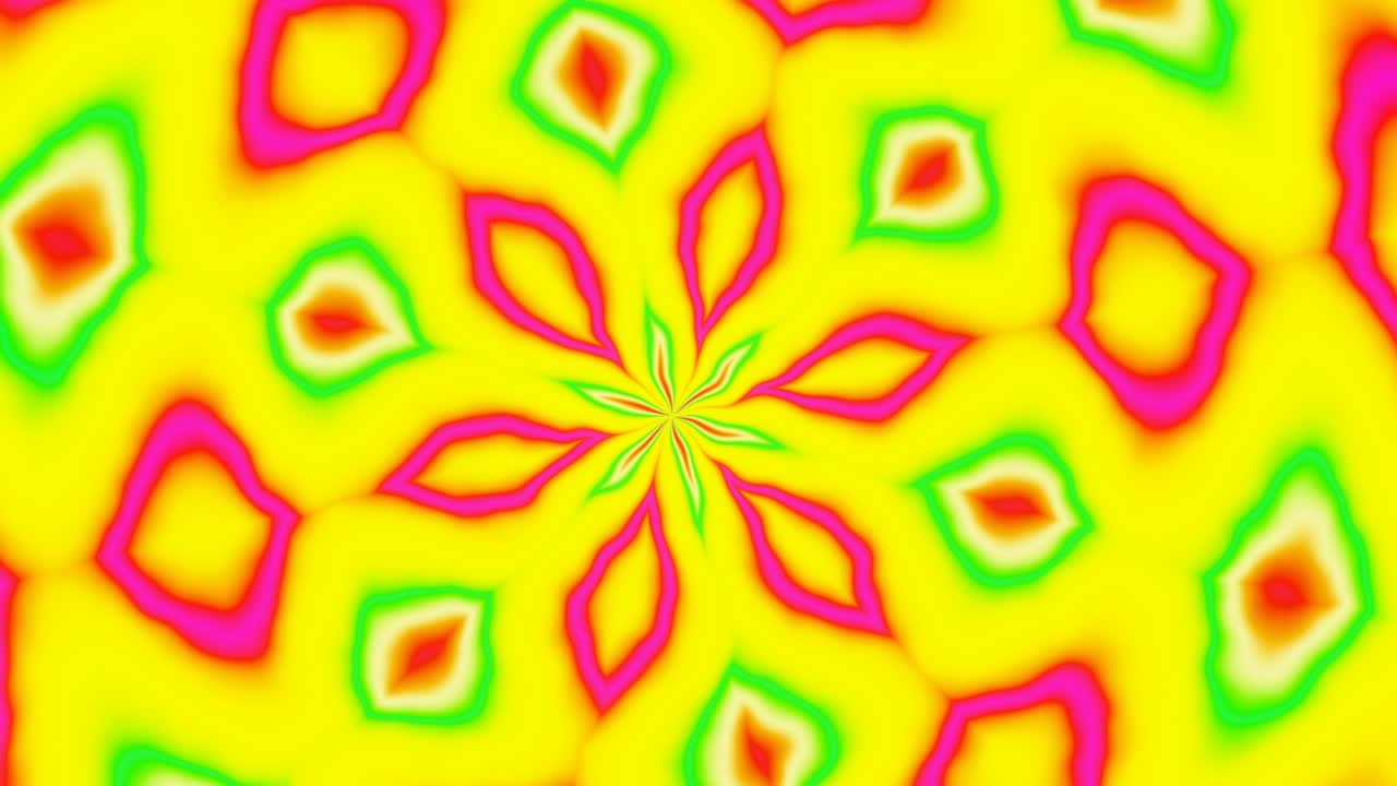 Caleidoscopio di colori vivaci rosso, giallo e verde