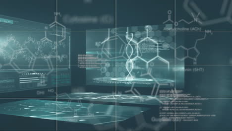 chemical structure moving against medical data processing