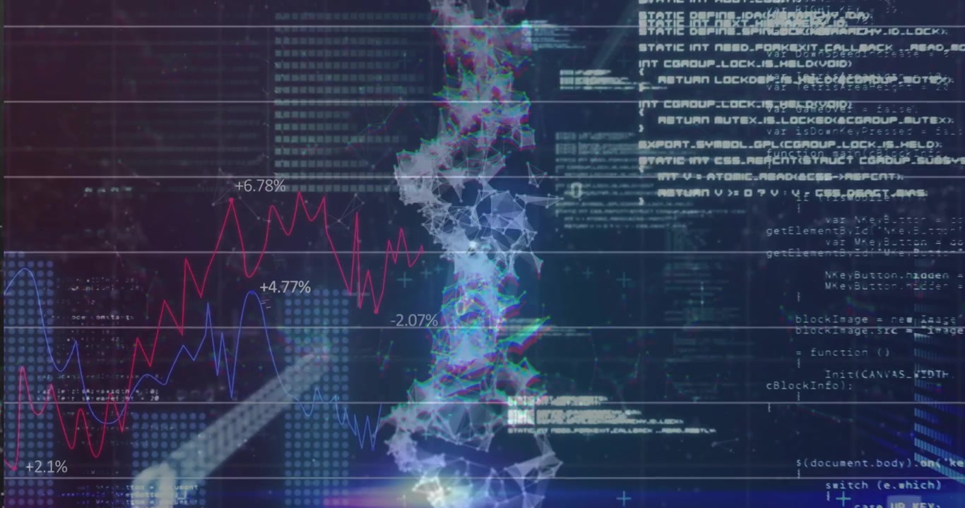 Particle mesh column pulsing in data HUD, triangular beam sweeping in and revealing insights