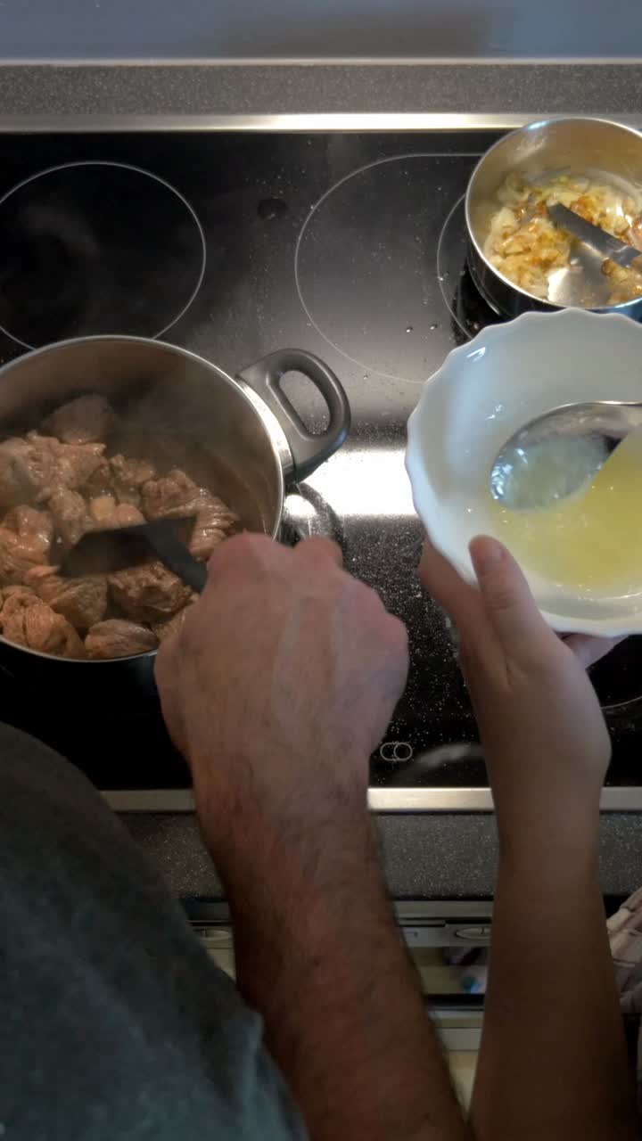 Cooking a meal on the stove