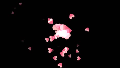 black background with moving hearts