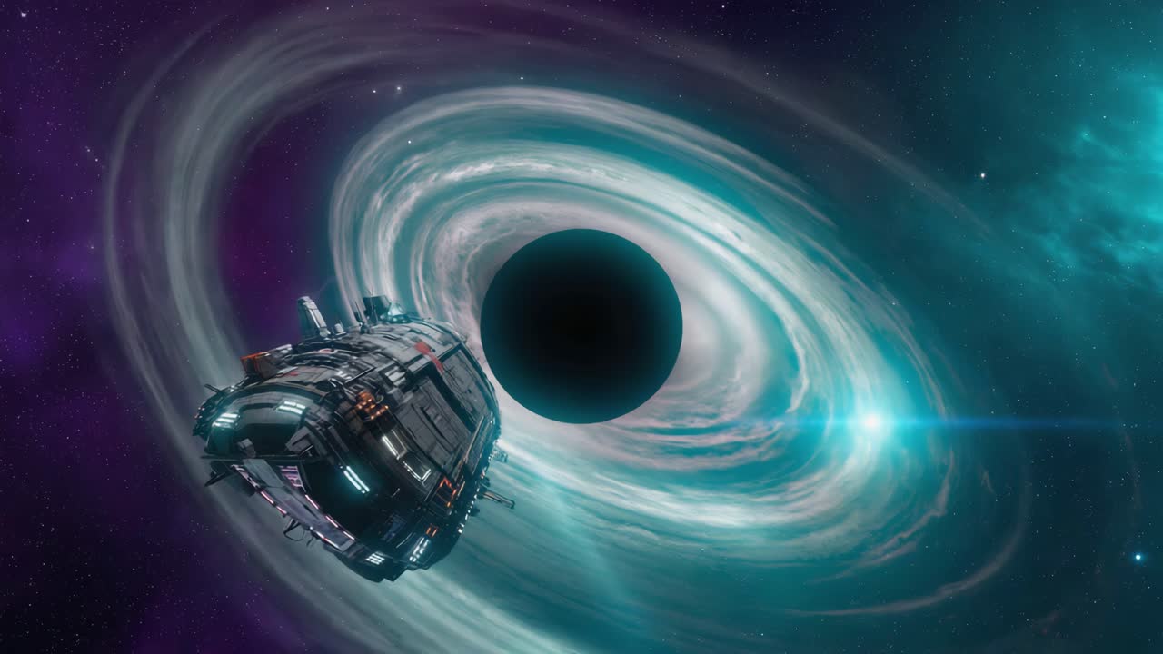 Spaceship Approaching a Black Hole with a Swirling Accretion Disk