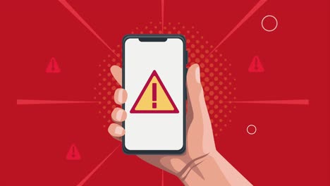 alert symbol in smartphone animation