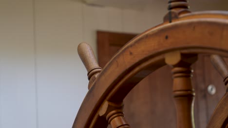 beautiful helm of a wooden ship