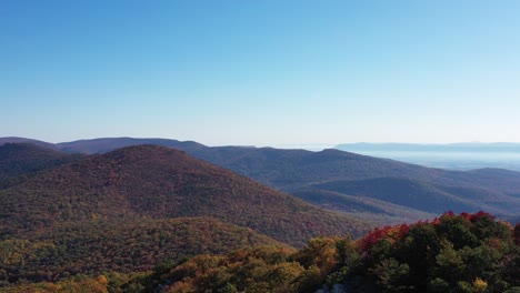 An-aerial-shot-of-Great-North-Mountain-and-Tibbet-Knob-in-autumn