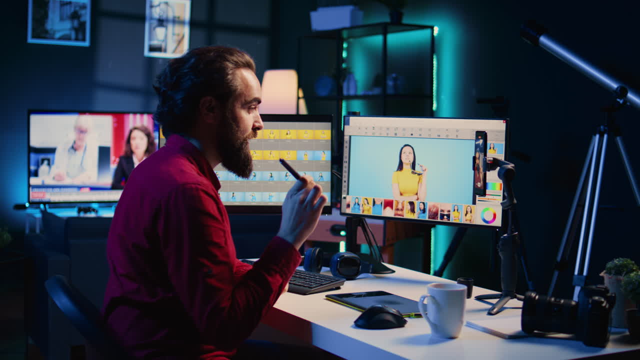 fotógrafo usando un teléfono en un trípode para grabar explicando las técnicas básicas de edición de fotografías
