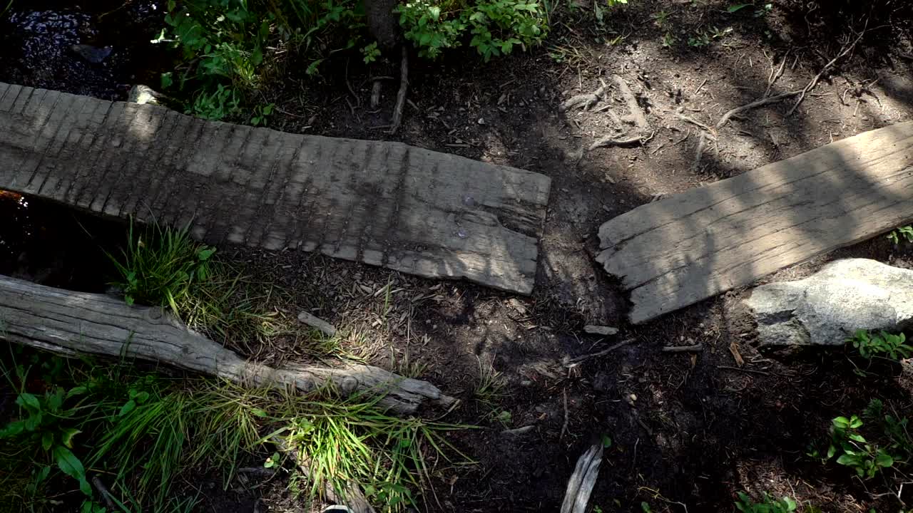 excursionistas atravesando un estrecho sendero en el parque nacional de las montañas rocosas