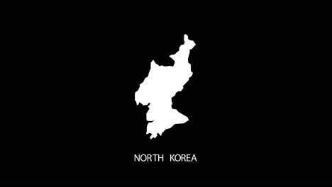 revelación digital y zoom en el mapa del país de corea del norte vídeo alfa con nombre del país revelación de fondo | mapa del país del norte de corea y título revelación del vídeo alfa para la edición de plantilla conceptual