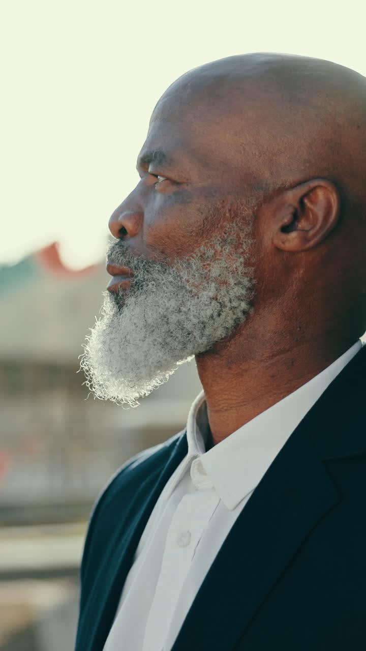 Serious, profile and African businessman