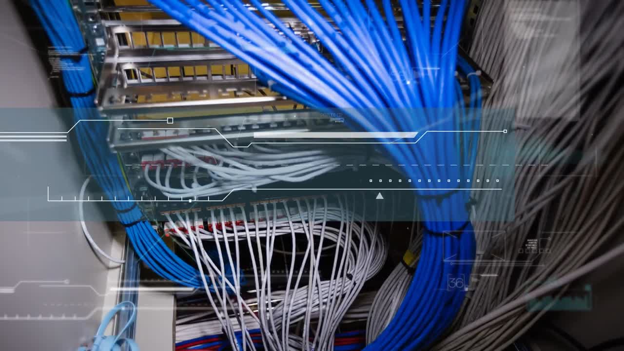 animación del procesamiento de datos en la sala de servidores