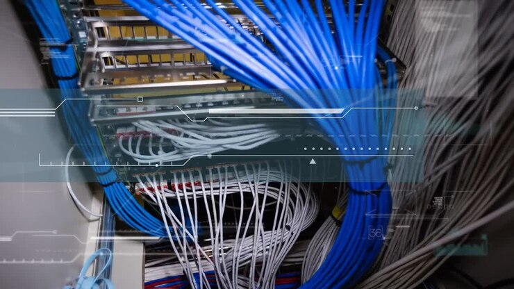 Animation of data processing over server room