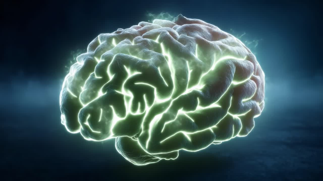 A Stunning Visualization of the Human Brain Energetically Illuminated, Showcasing the Intricacies of Neural Connections and Electric Activity in a Dark Background