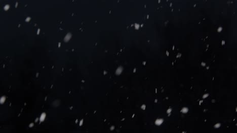 slow-motion snowfall in a blizzard on a cold and dark winter night