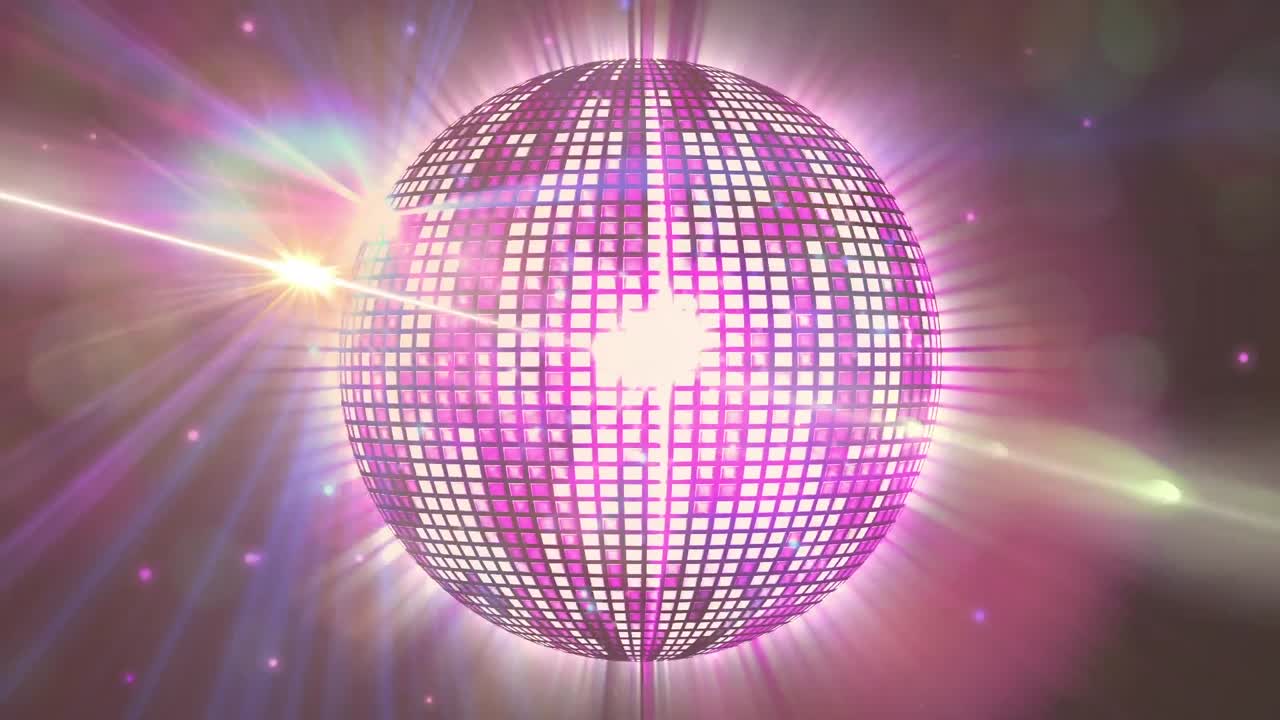 animación de una bola de discoteca brillante sobre un fondo oscuro