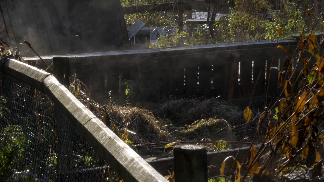 Close Up Pan Of Community Gardens On A Steamy Cold Morning Free Stock Video  Footage Download Clips