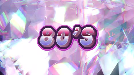 Animation of 80&#039;s text over glowing crystal