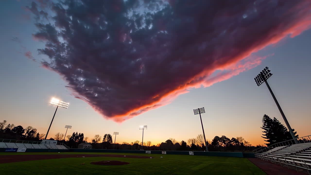 Dramatic Sunset over a Baseball Field