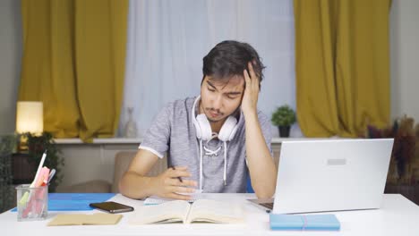 stressed and nervous male student.