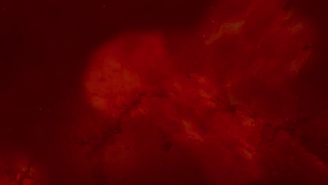 camera flying towards giant red nebula clouds in outer space