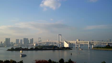 tokyo skyline with tokyo tower and rainbow bridge